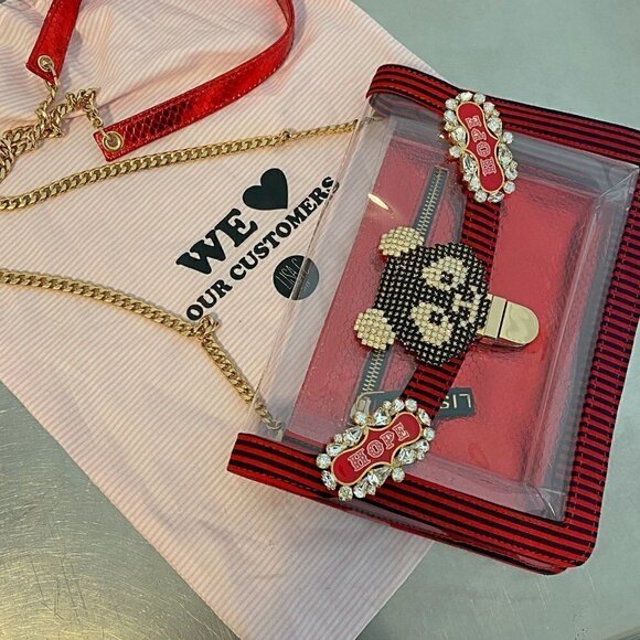 Lisa C Bijoux Swarovski PVC Crossbody Italy NWOT - Picture 9 of 10